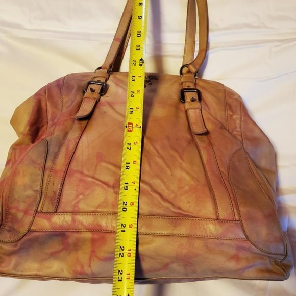 Prada XL bag beige peach purple Pink Leather double handle Tote tie dyed matinee - Picture 9 of 16